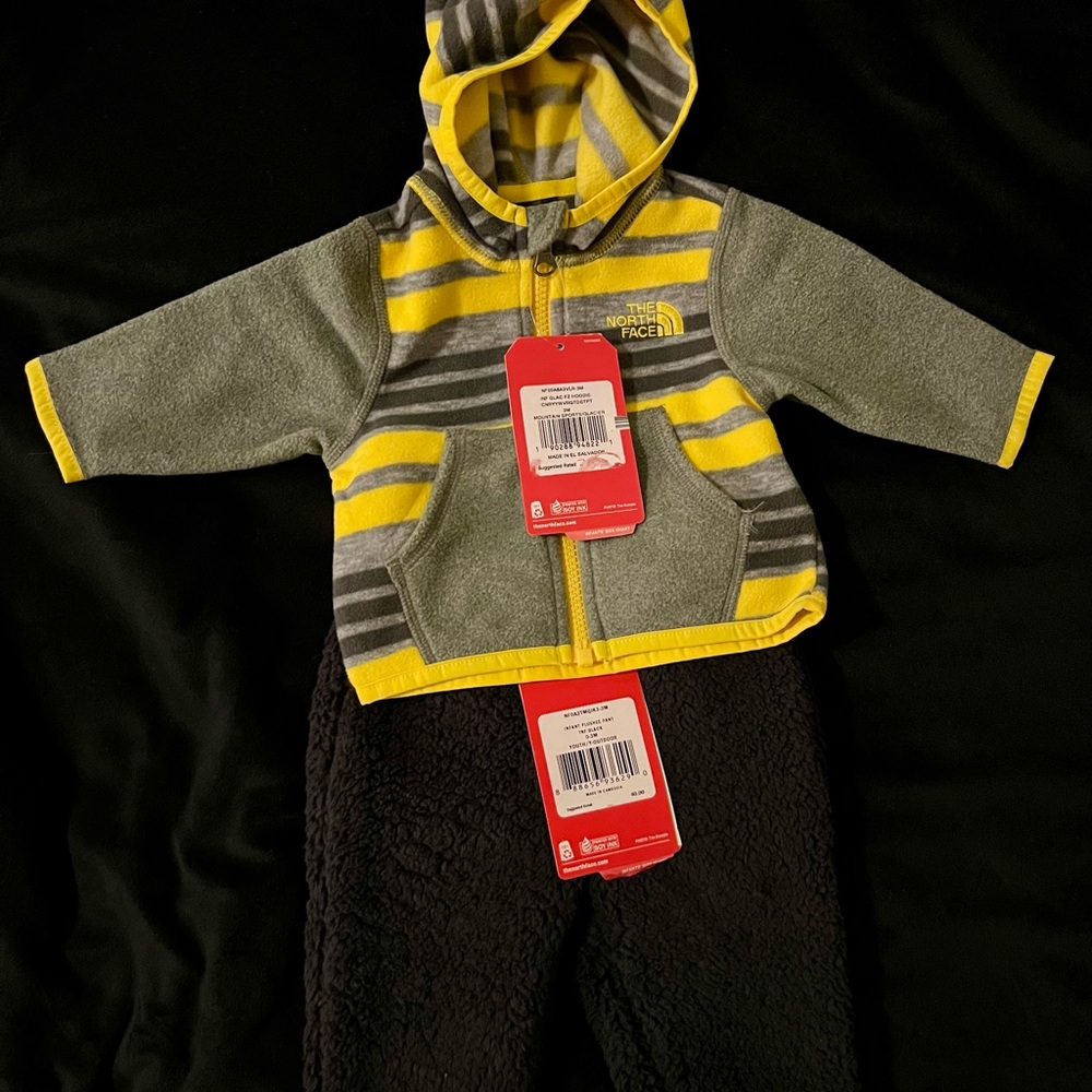 The North Face Striped Gray and Yellow Baby Outfit